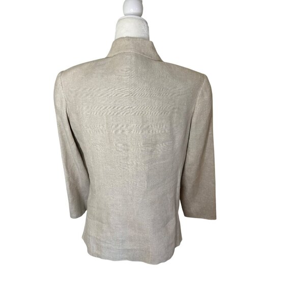 Talbots Womens Petite Ivory Linen Blazer Size 8P Button-Up Jacket With Pockets - Picture 4 of 7